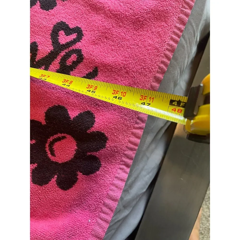 Disney Minnie Mouse Pink/Black Hooded Towel with Ears, Bow & Floral Print